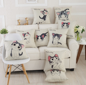 亚麻汽车抱枕卡通