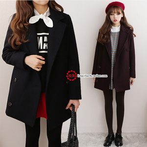 毛呢大衣女中长款学生 修身