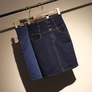 牛仔包臀裙 高腰