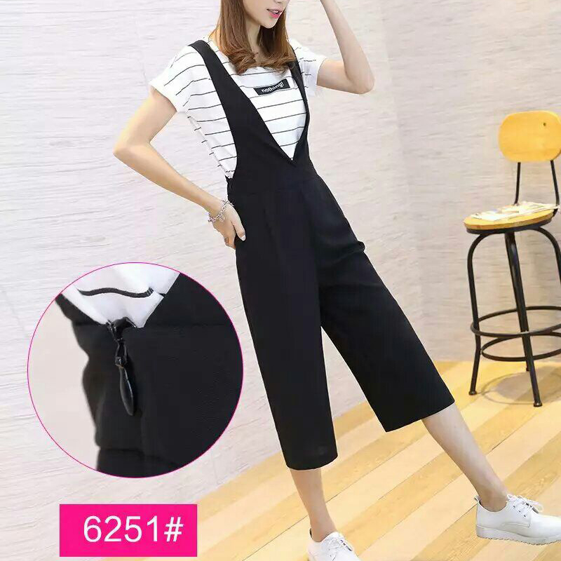 慕思雨女裤子2016夏款休闲裤学院风背带裤阔腿裤女八分裤6251正品