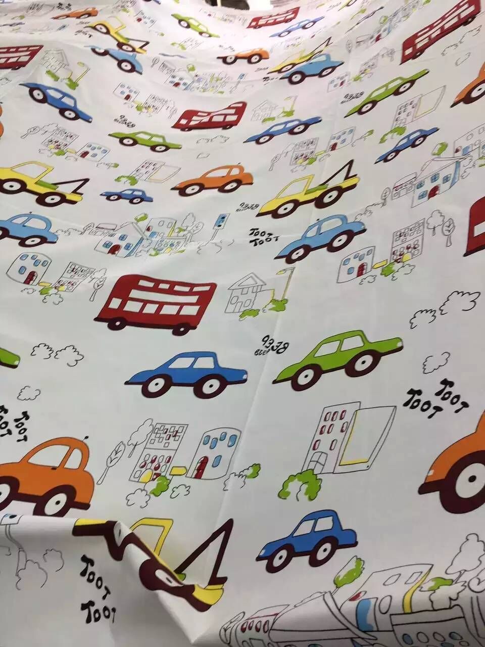 卡通汽车纯棉老粗布帆布 加厚棉麻帆布料 床单窗帘抱枕套床品面料