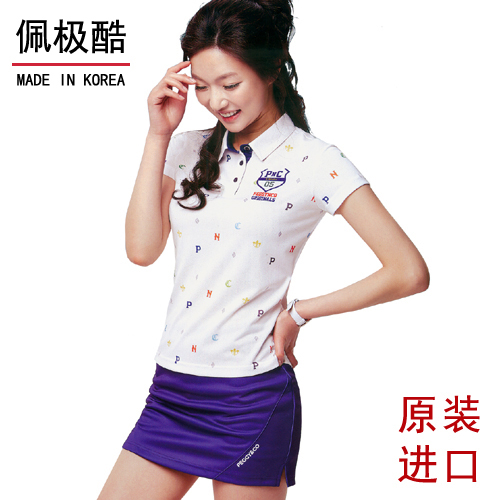佩极酷 韩国原装进口羽毛球服装【套装】女短袖T恤+短裙2292 速干