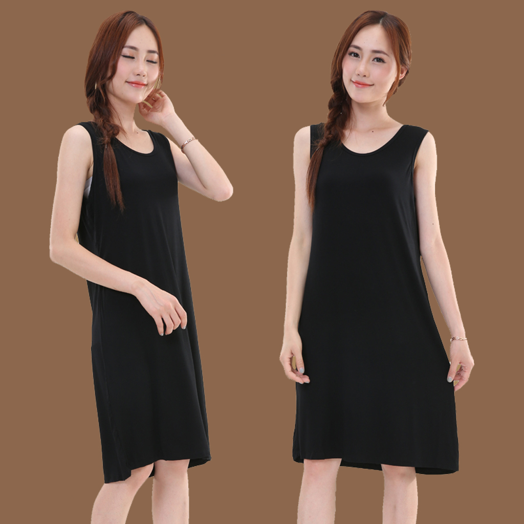 夏白色吊带背心女式内搭莫代尔中长款宽松大码女士背心裙打底衬裙