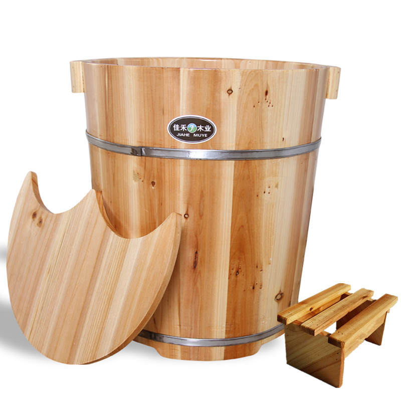 藏奥堂包邮熏蒸带盖带凳加高40CM杉木泡脚泡腿木桶足浴洗脚桶木盆
