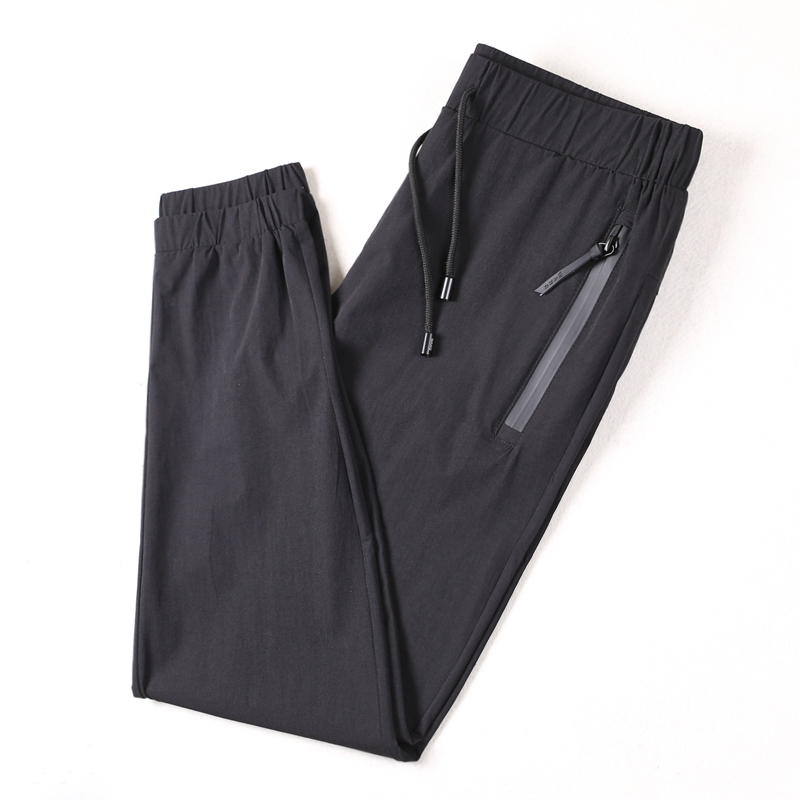 夏季清爽轻薄修身小脚显瘦抽绳运动九分裤男