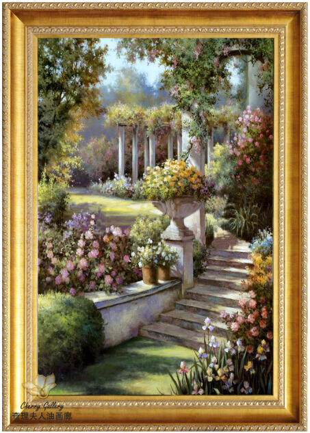 手绘托马斯简欧风景夫人玄关油画挂画风景画