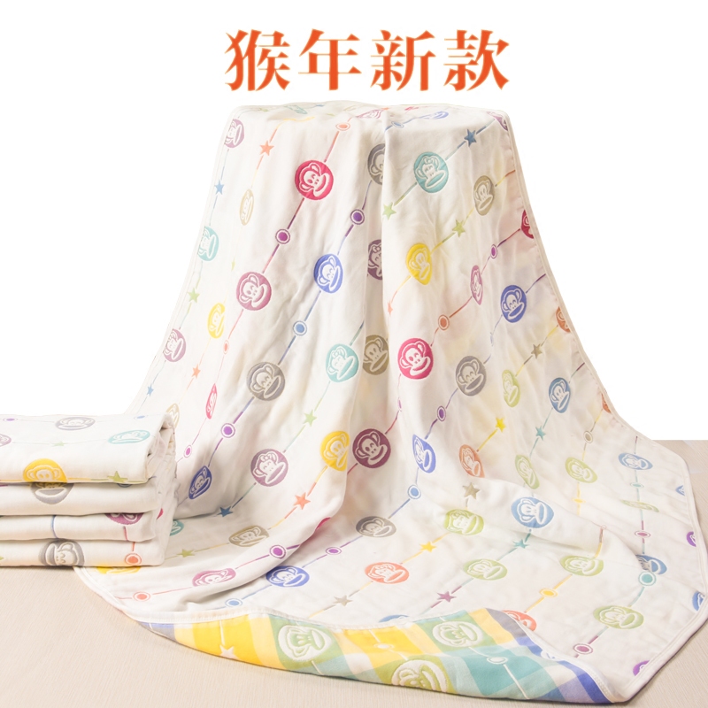 纯棉纱布婴儿浴巾 秋冬超柔软6层宝宝新生儿童加厚蘑菇毛巾被盖毯