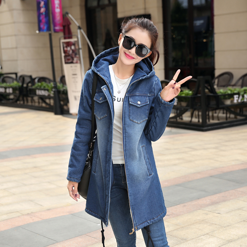 L．daysshowpiece少女学生装冬装牛仔外套加绒大衣2016新款女潮