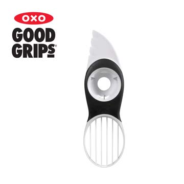 美国OXO奥秀3合1牛油果去核切片器 白色婴儿辅食色拉水果刀厨具