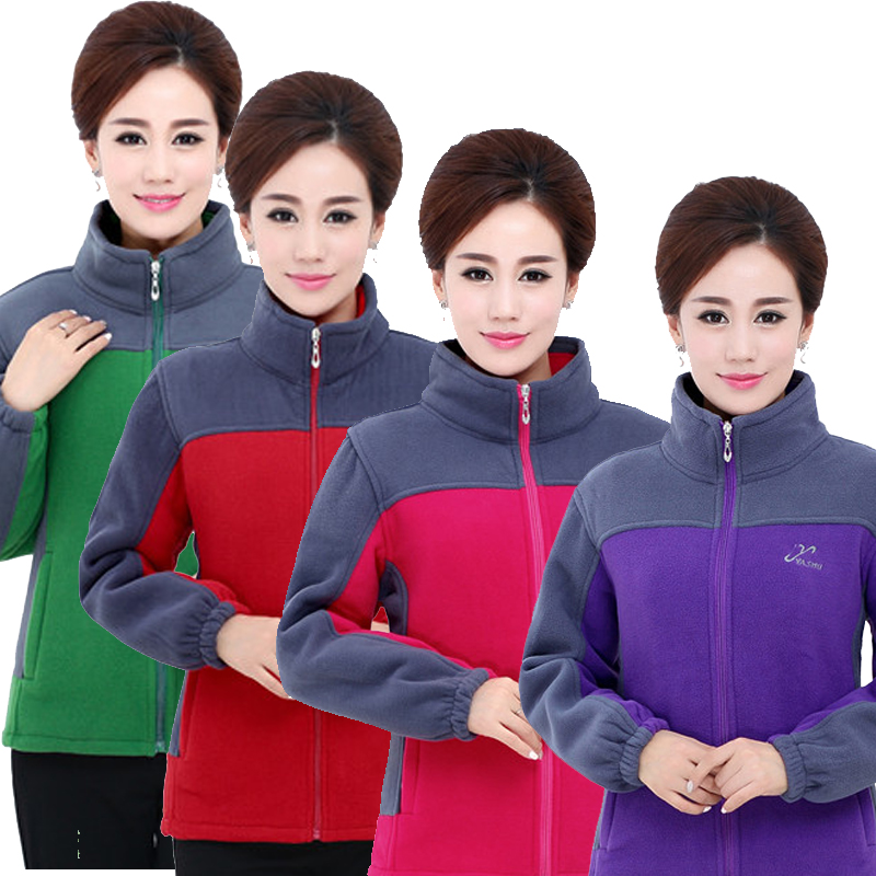 中老年秋冬款抓绒卫衣女开衫外套 加肥加大加厚摇粒绒上衣妈妈装