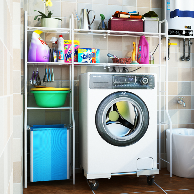 1208S洗衣机架置物架 浴室多功能伸缩储物架卫生间收纳架落地架子