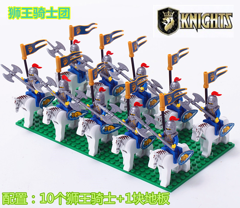 启蒙积木军事拼装乐高儿童益智力拼插小人仔人偶骑士战士塑料玩具