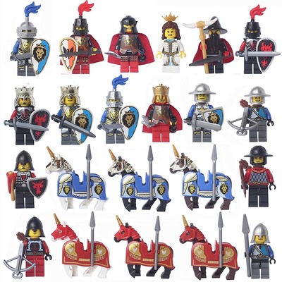 拼插乐高积木城堡系列小人仔 狮王 蓝狮中古罗马三国军事系列人偶