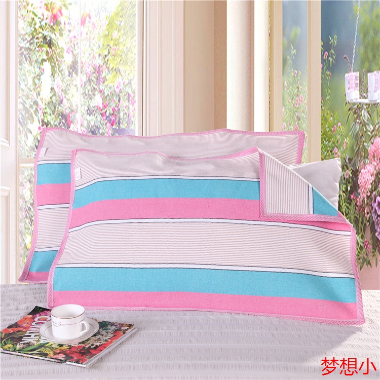 老粗布全棉枕巾（一对装）单人条纹加厚加密枕巾防螨学生单人枕巾