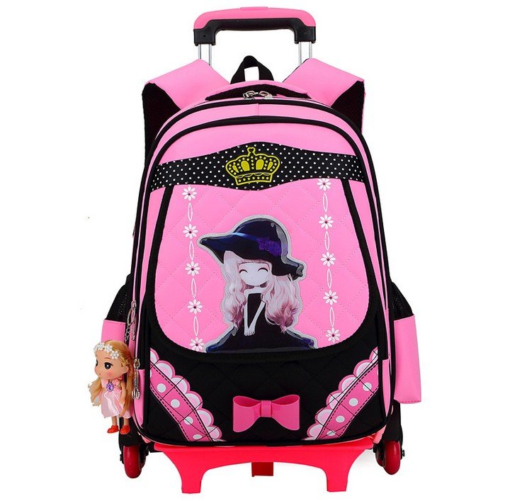 花花姑娘小学生拉杆书包儿童背包2-3-4-5-6年级男女生6-12周岁潮