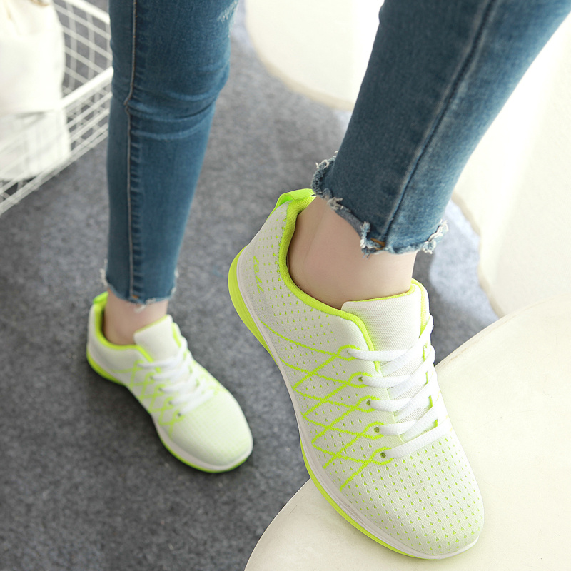 2016春夏韩版气垫鞋女飞线学生运动鞋透气休闲鞋厚底网布女跑步鞋