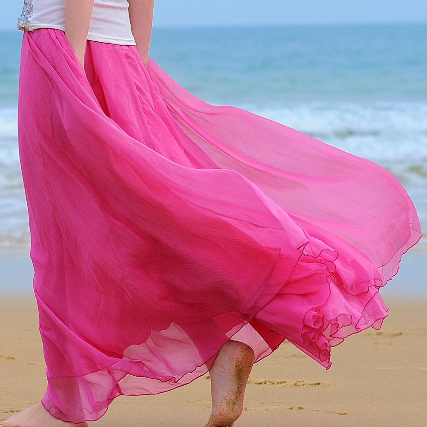 2016新款夏装女装半身长裙大摆长裙拖地雪纺裙纱裙显瘦仙裙子