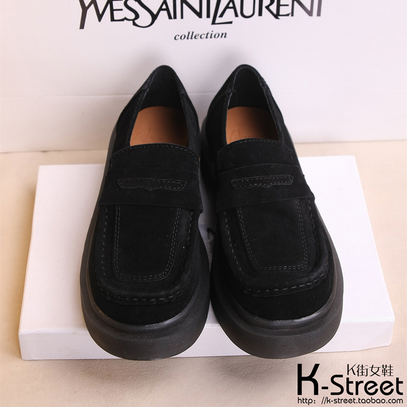 K-Street原宿日系英伦复古松糕马丁单鞋 低帮厚底古着磨砂皮女鞋