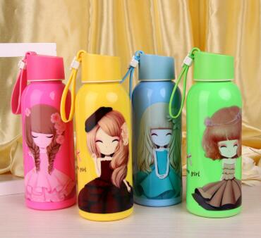 定制便携情侣玻璃杯子女士随手杯子大白可爱学生卡通儿童防摔茶杯