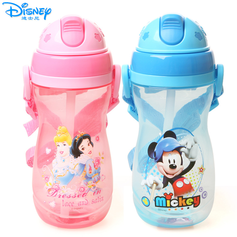 防呛水杯迪士尼吸管杯儿童杯子有吸管防漏米奇夏季PP透明宝宝水瓶