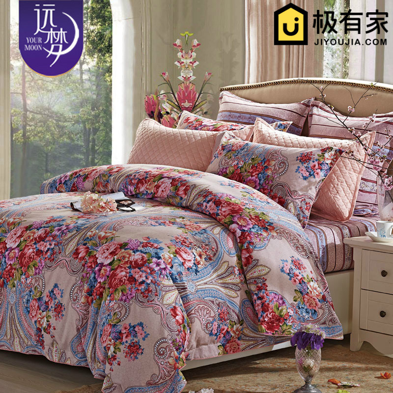 远梦家纺床上用品精品全棉磨绒磨毛四件套纯棉秋冬加厚床单款包邮