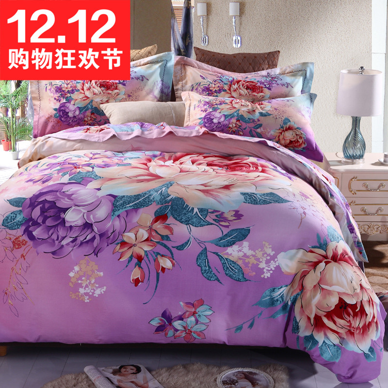 印花四件套纯棉婚庆床上用品远梦家纺磨毛四件套加厚保暖秋冬全棉