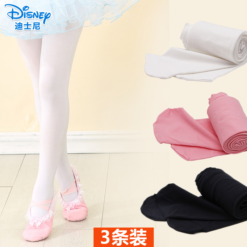 迪士尼儿童连裤袜女童舞蹈袜打底袜裤春秋夏天连体袜薄丝袜子白色
