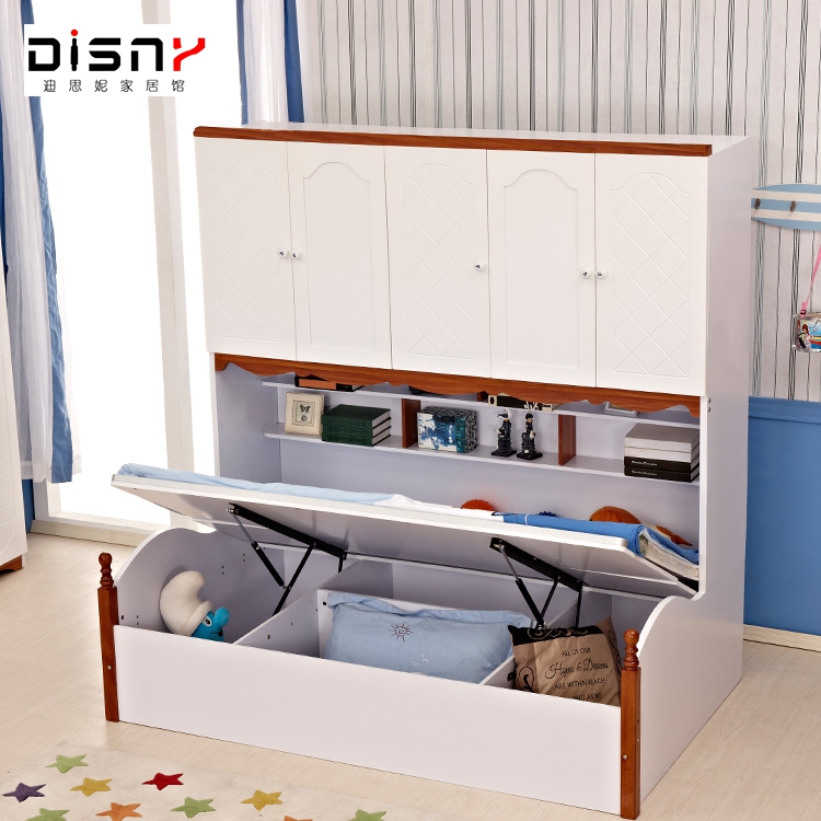 地中海子母床儿童衣柜床高低床母子床上下铺高箱储物多功能组合床