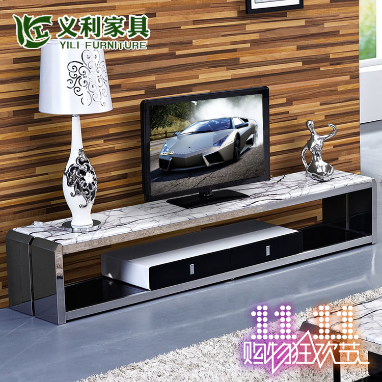 简约钢化玻璃不锈钢 大理石电视柜 茶几欧式现代 地柜小户型组合
