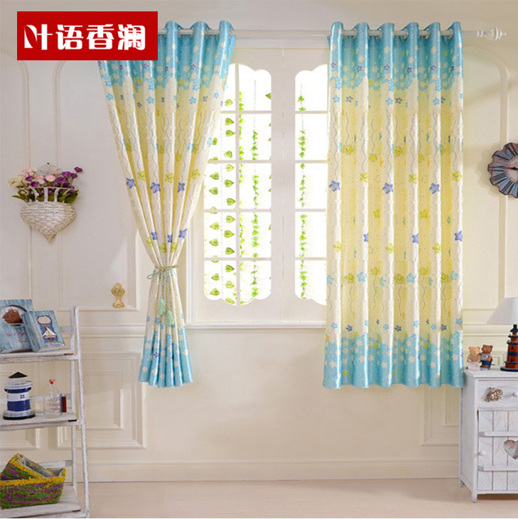 定制卡通动漫简约现代飘窗帘短帘半帘半遮光窗帘成品布料田园卧室