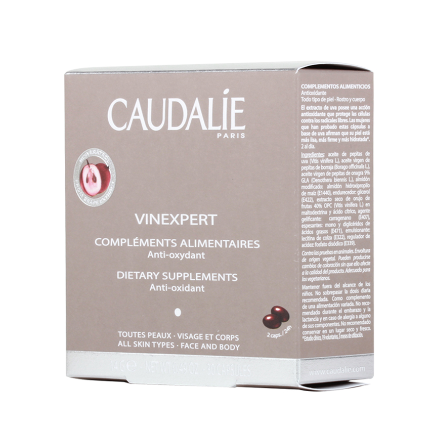 保税区直邮法国Caudalie欧缇丽/泰奥菲葡萄籽胶囊30粒 抗衰老淡斑