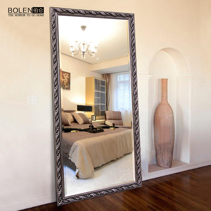 BOLEN穿衣镜 全身镜子落地镜实木试衣镜欧式壁挂装饰镜服装店镜子