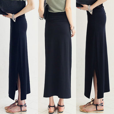 高端定制 侧开叉半身长裙 100%回头率