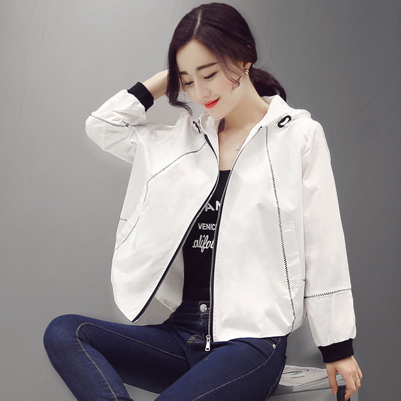 2016秋装新款韩版连帽短款长袖薄外套女春秋宽松休闲百搭棒球服潮