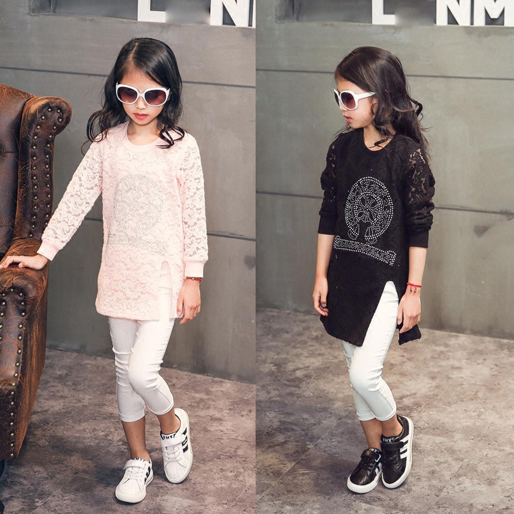 2016春装新款7儿童韩版女宝宝4中长款卫衣裙5潮女童蕾丝连衣裙3岁