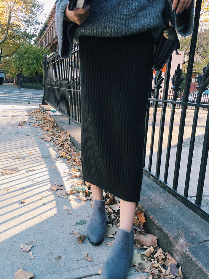 2016秋冬中长款加厚弹力开叉修身高腰羊毛针织半身裙毛线包臀裙