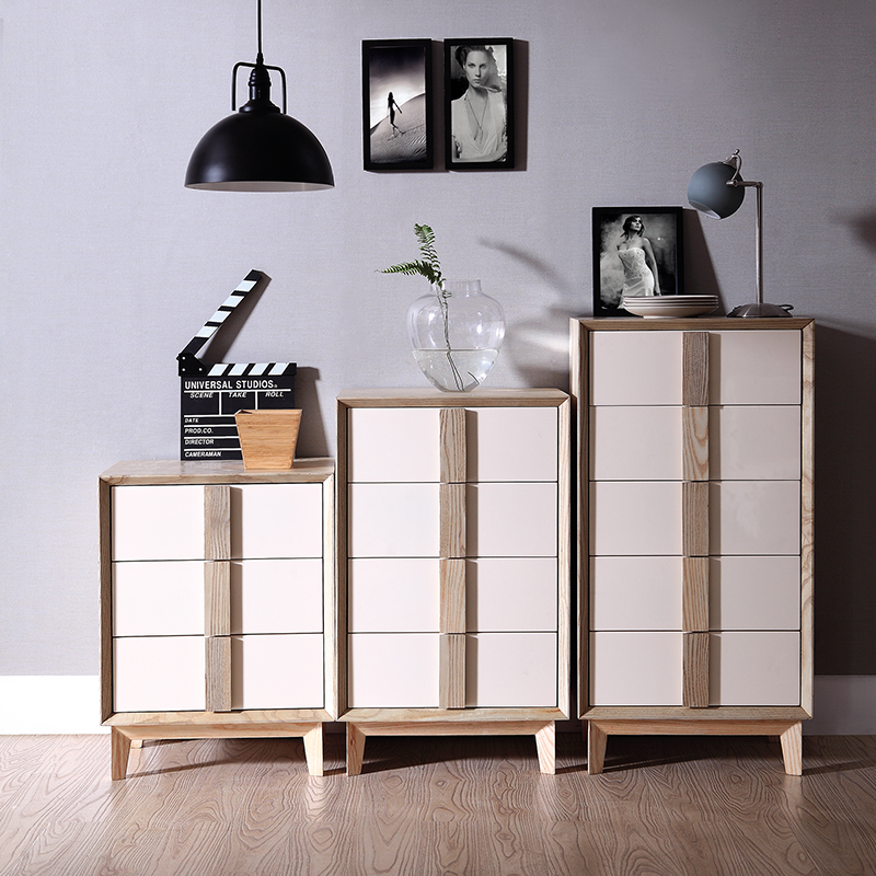 北欧故事 现代简约原木色三斗四斗五斗柜 小户型多抽屉储物柜家具
