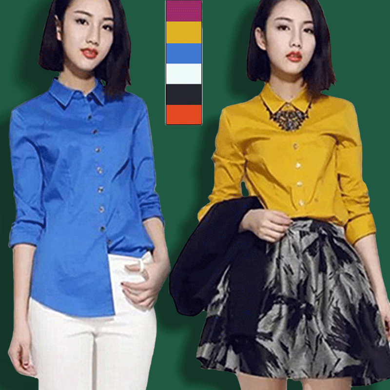 职业阿玛施特旗舰店白色女衬衫长袖中长款大码显瘦百搭纯棉ol上衣