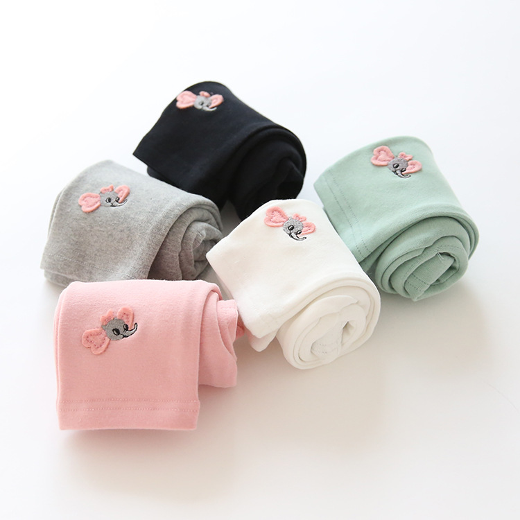 童装2016春季新款女童小象刺绣打底裤子儿童小脚长裤