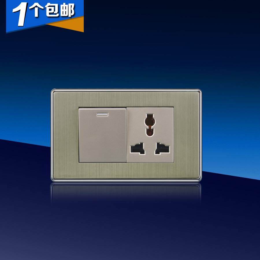 一开多三孔开关插座118型一位多功能三孔电源墙壁面板 双控可明装