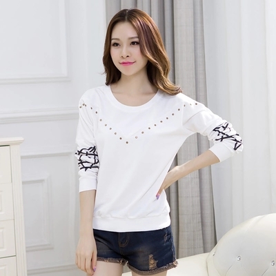 新款春秋季蝙蝠袖打底衫韩版百搭上衣大码女装体恤宽松长袖T恤女