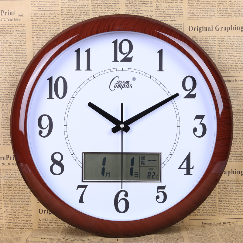 康巴丝现代jrs视频直播_JRS体育直播_jrs直播是什么意思客厅卧室静音挂钟万年历温度日历电子石英时钟挂表