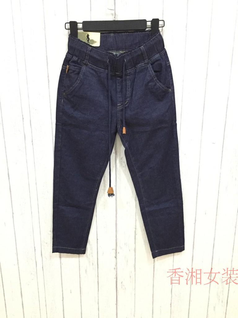 郑仕伊族牛仔裤A818夏季新款欧洲站超薄宽松深蓝色垮裤女七分裤潮