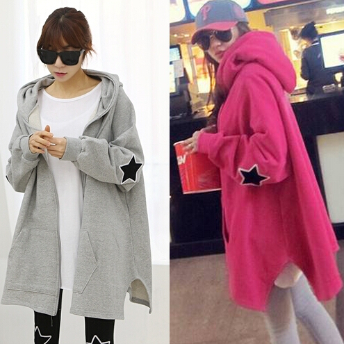 春秋季女装胖mm大码学生帽衫蝙蝠长袖卫衣女宽松开衫运动休闲外套