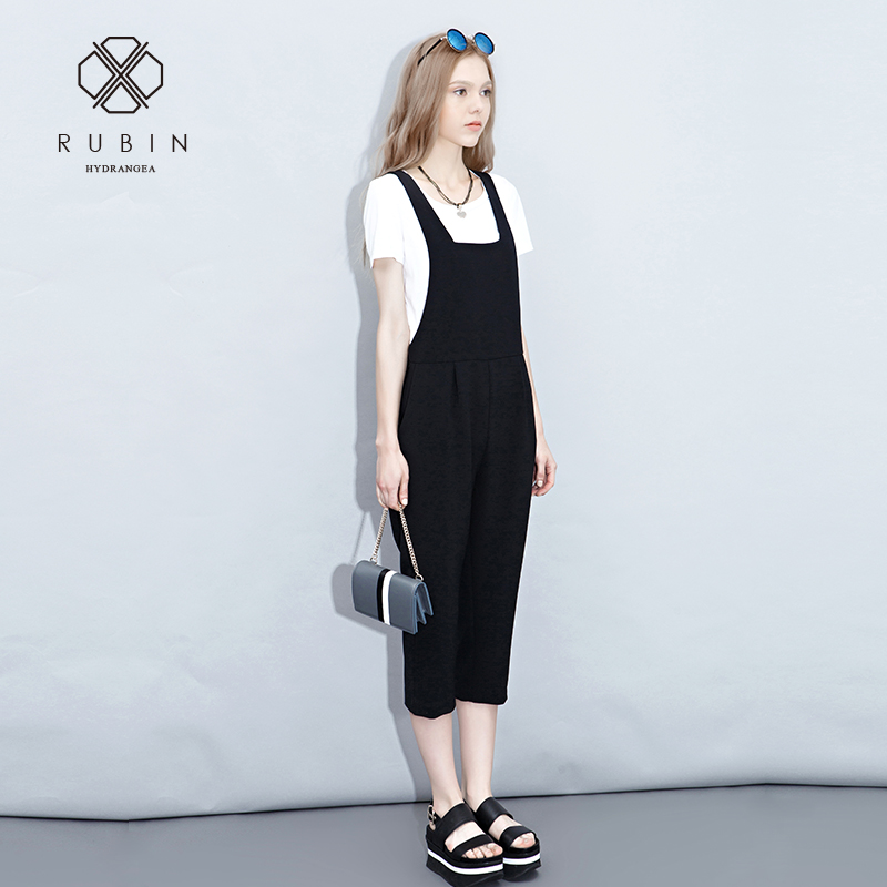 如缤2016欧洲站夏季新款九分夏装裤子欧美潮流女装品牌背带裤女裤