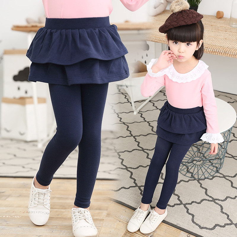 女童打底裤春秋款 外穿长裤高腰百搭儿童裙裤假两件纯棉韩版裤子