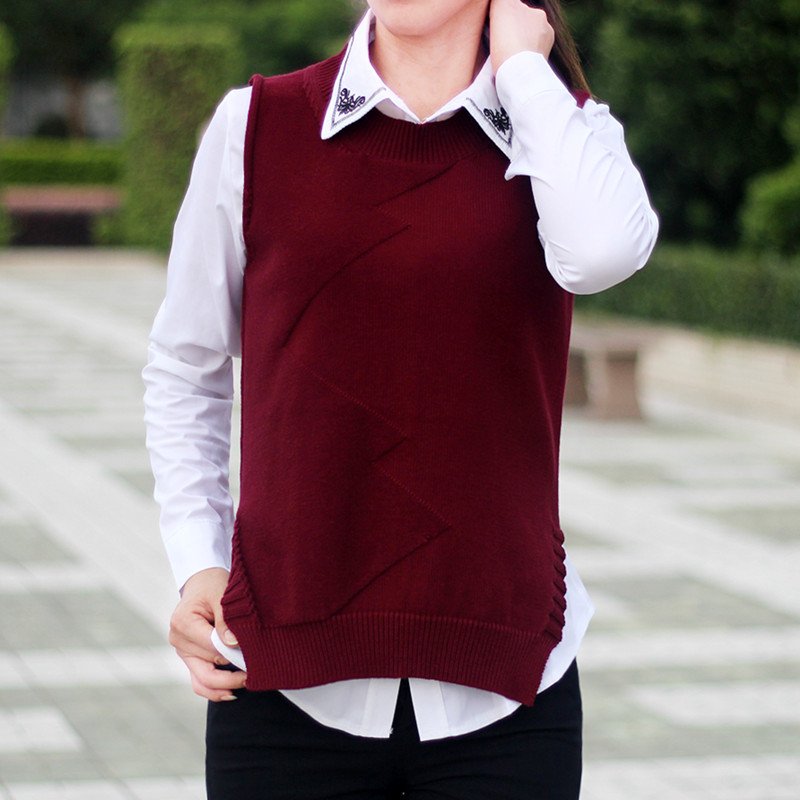 2016春秋毛衣女款搭配衬衣的小马甲 圆领套头纯棉针织线衫小背心