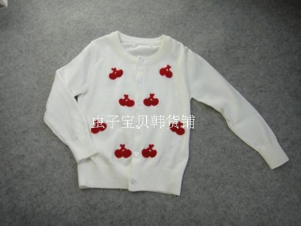 欧抱抱 2016春装春款 女童 樱桃 圆领 毛衣针织开衫 F6166