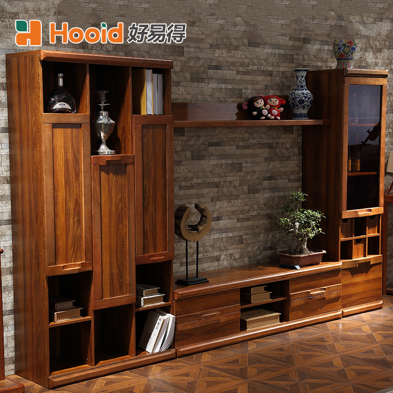 好易得现代中式组合电视柜实木胡桃木厅柜储物柜客厅住宅家具1105