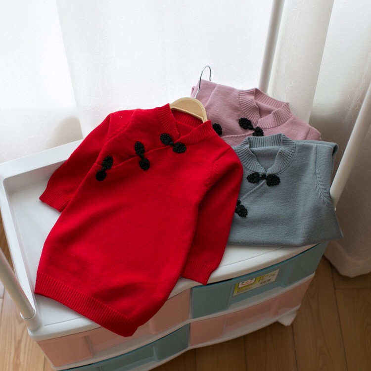 韩版童装女2016新款儿童连衣裙毛线衣宝宝毛衣女童旗袍针织裙秋装